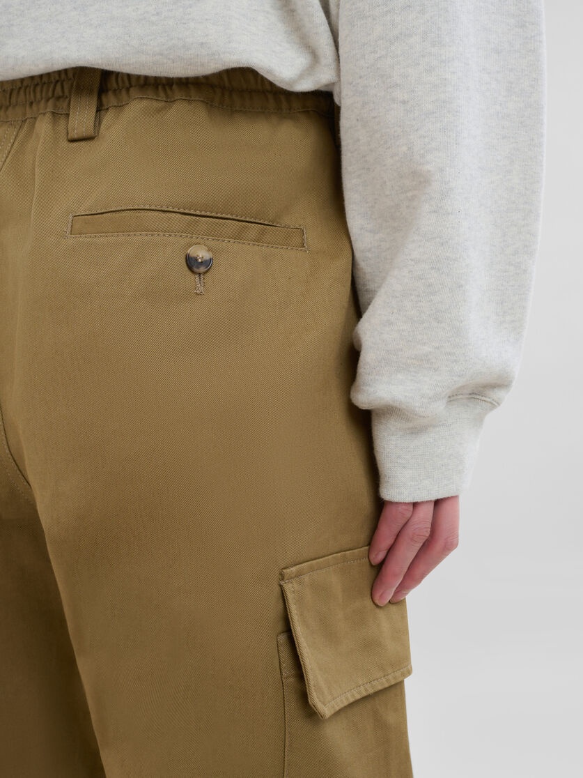 GREEN ORGANIC GABARDINE CARGO PANTS - 4