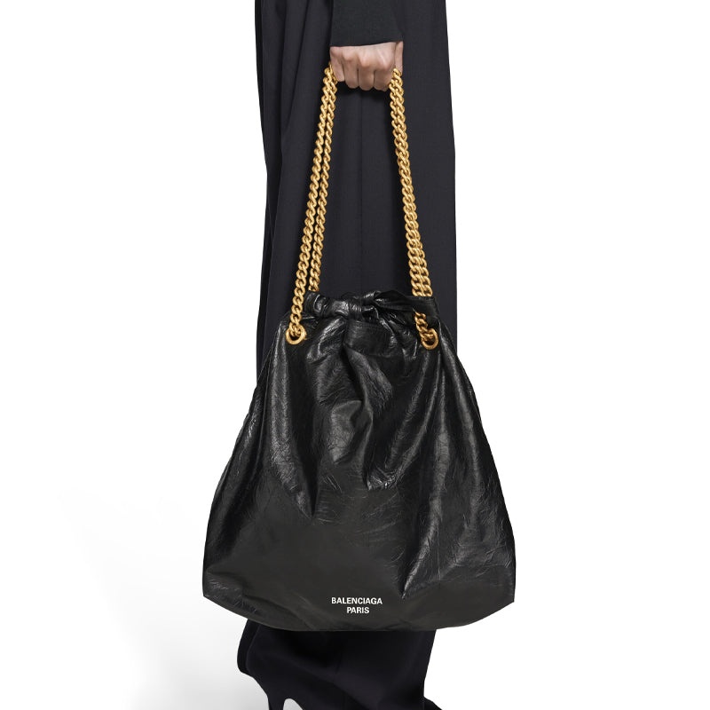 (WMNS) Balenciaga Crush Medium Tote Bag 'Black' 742941210IT1000 - 8