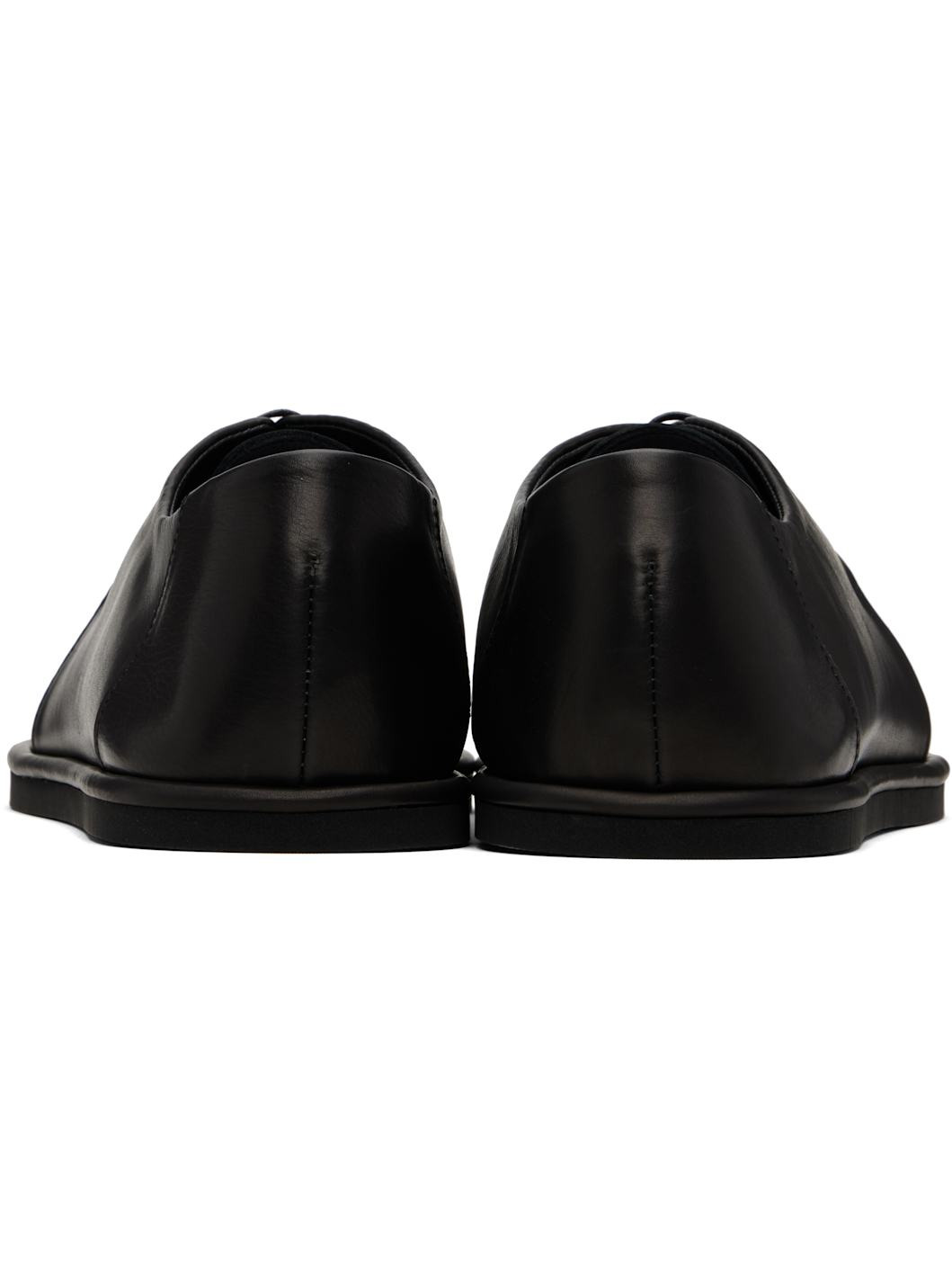 Black Leather Lace-Up Oxfords - 2