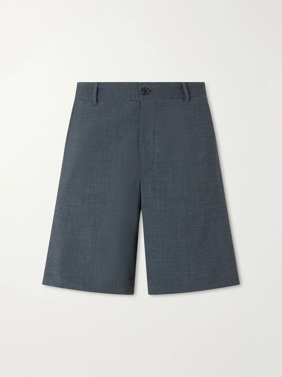 Checked Wool-Blend Seersucker Shorts - 1