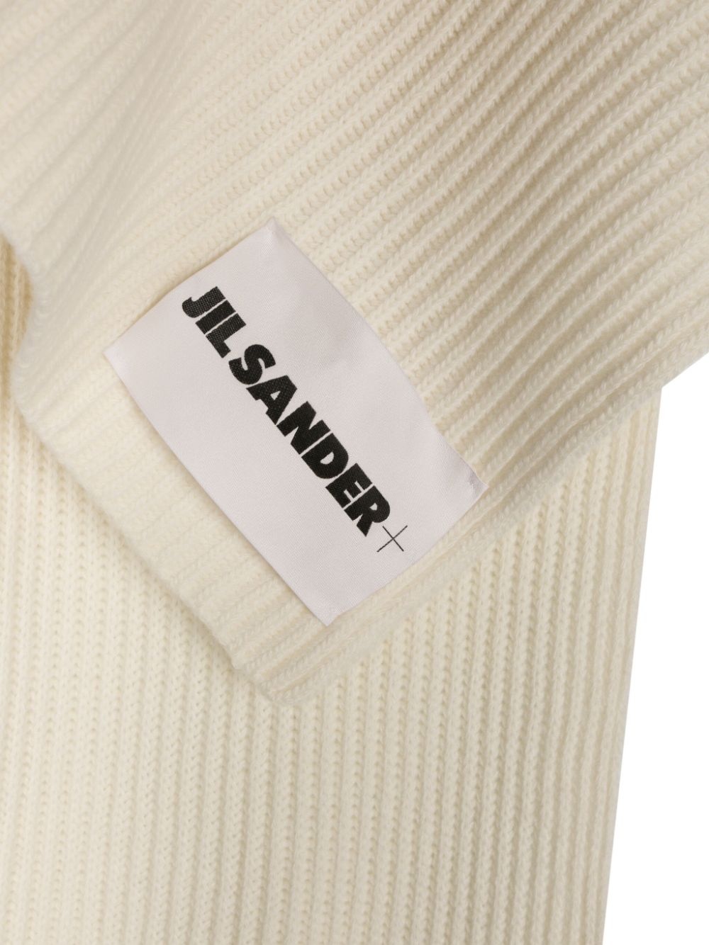 logo-patch wool scarf - 3