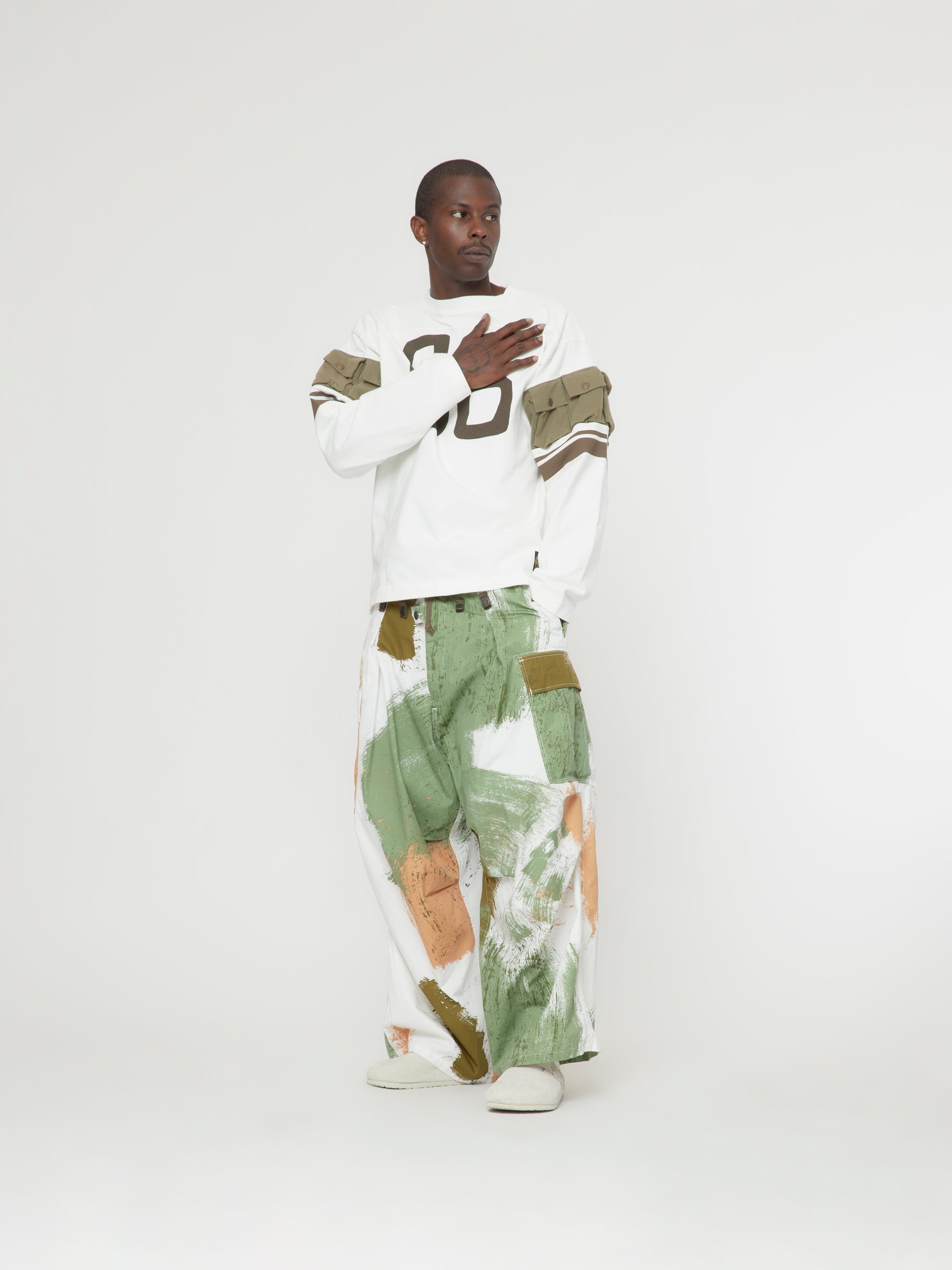 COMBED BURBERRY BRUSH-CAMO JUMBO CARGO PANTS - 6