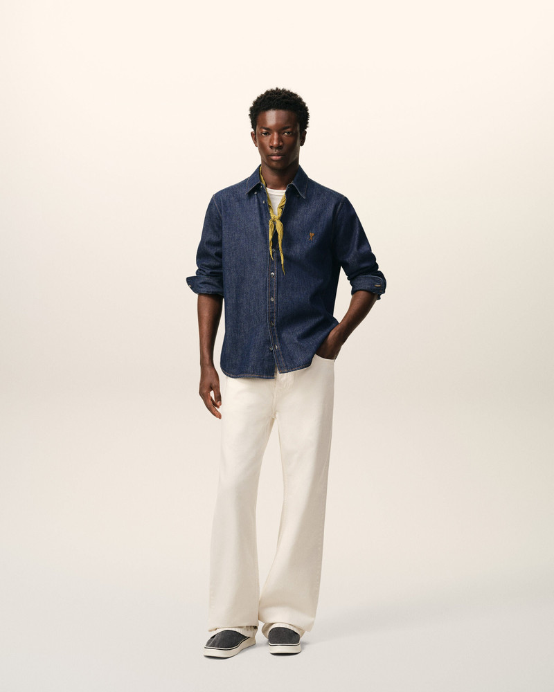 AMI Paris BLUE DENIM COTTON AMI DE COEUR SHIRT outlook