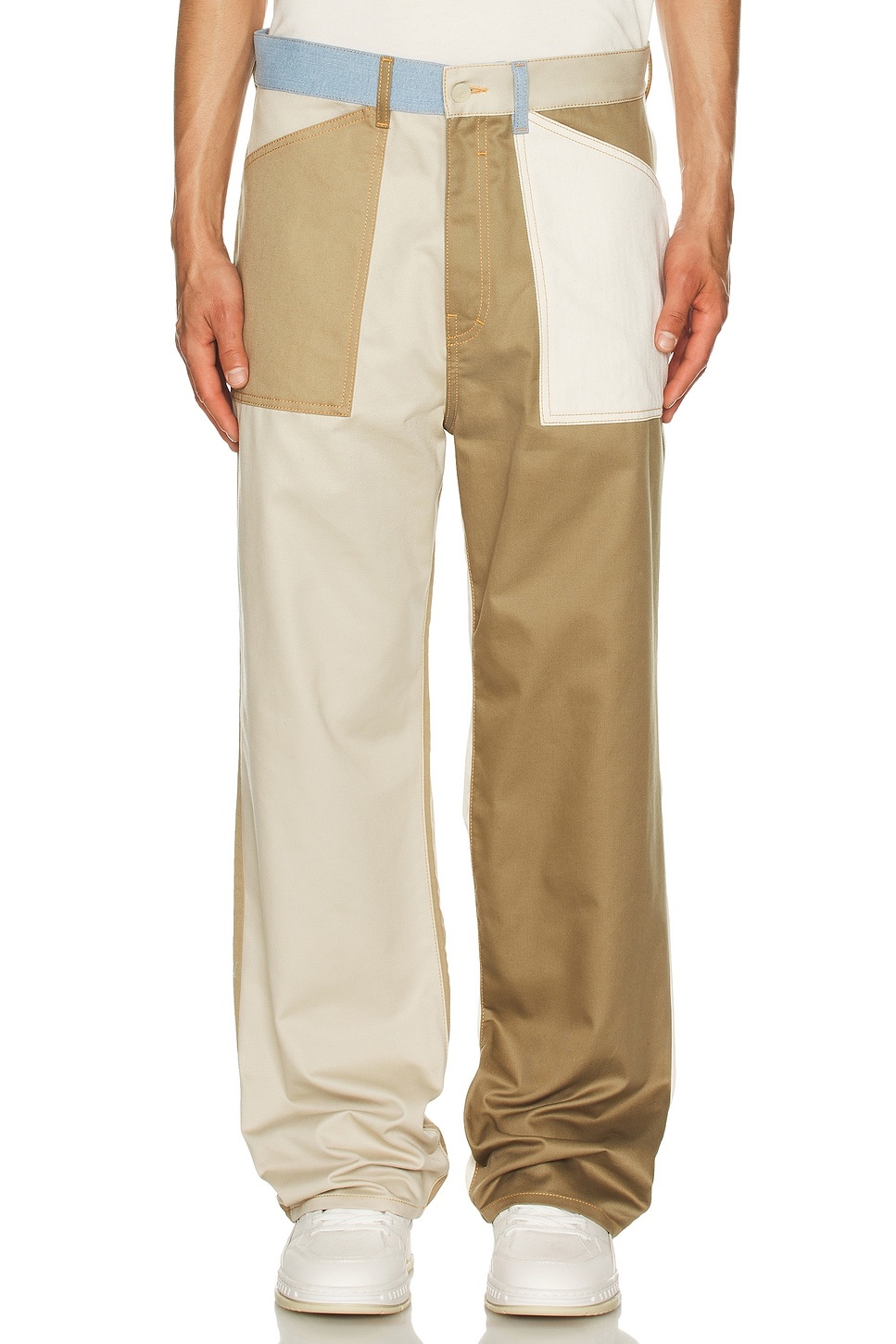 Relaxed Fit Patchwork Denim Pants - 4