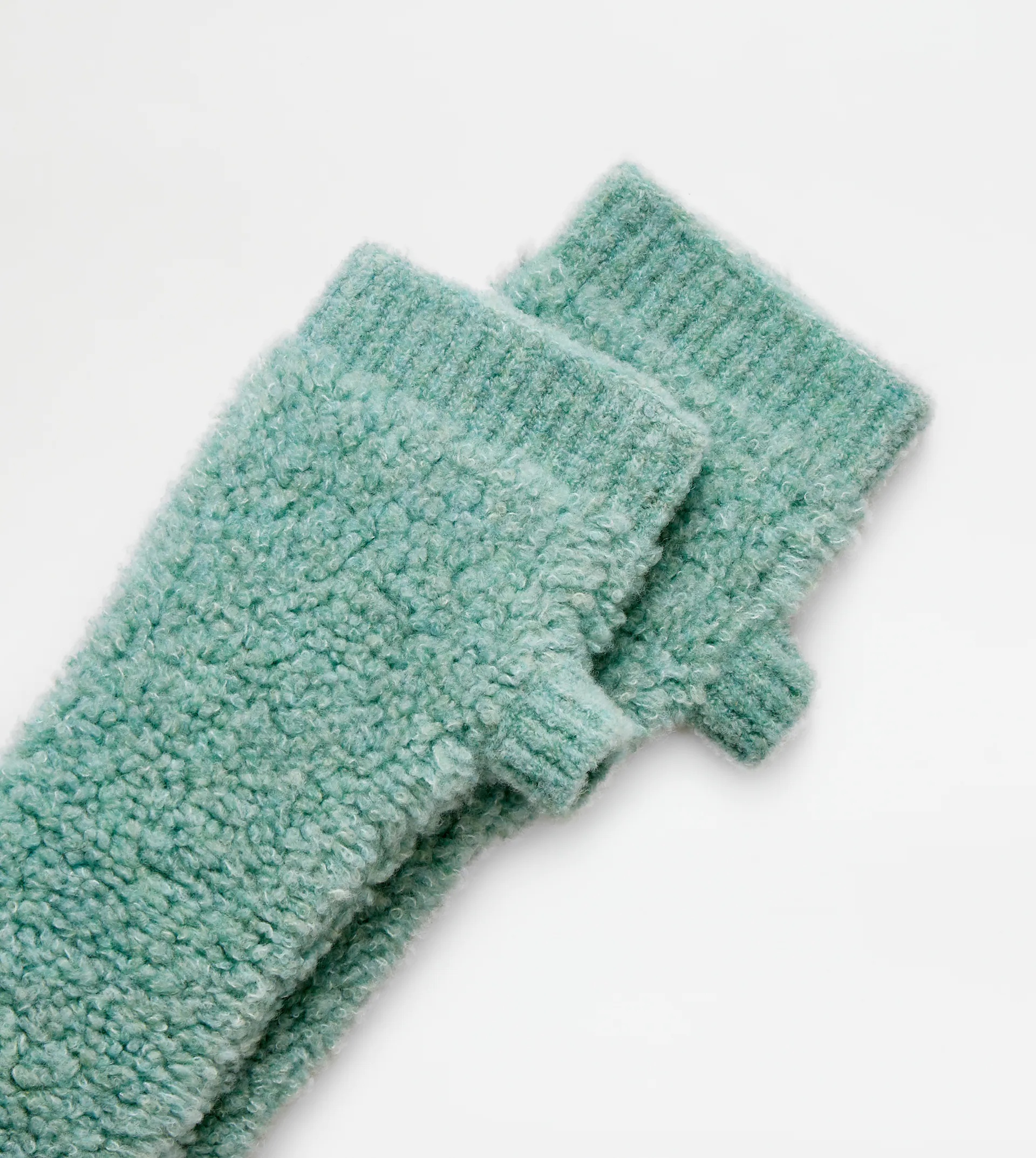 LONG GLOVES IN BOUCLÉ KNIT - GREEN - 2