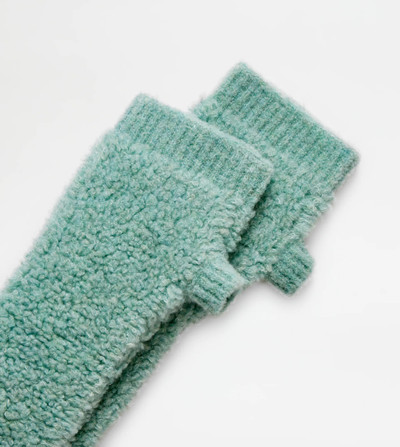 Tod's LONG GLOVES IN BOUCLÉ KNIT - GREEN outlook