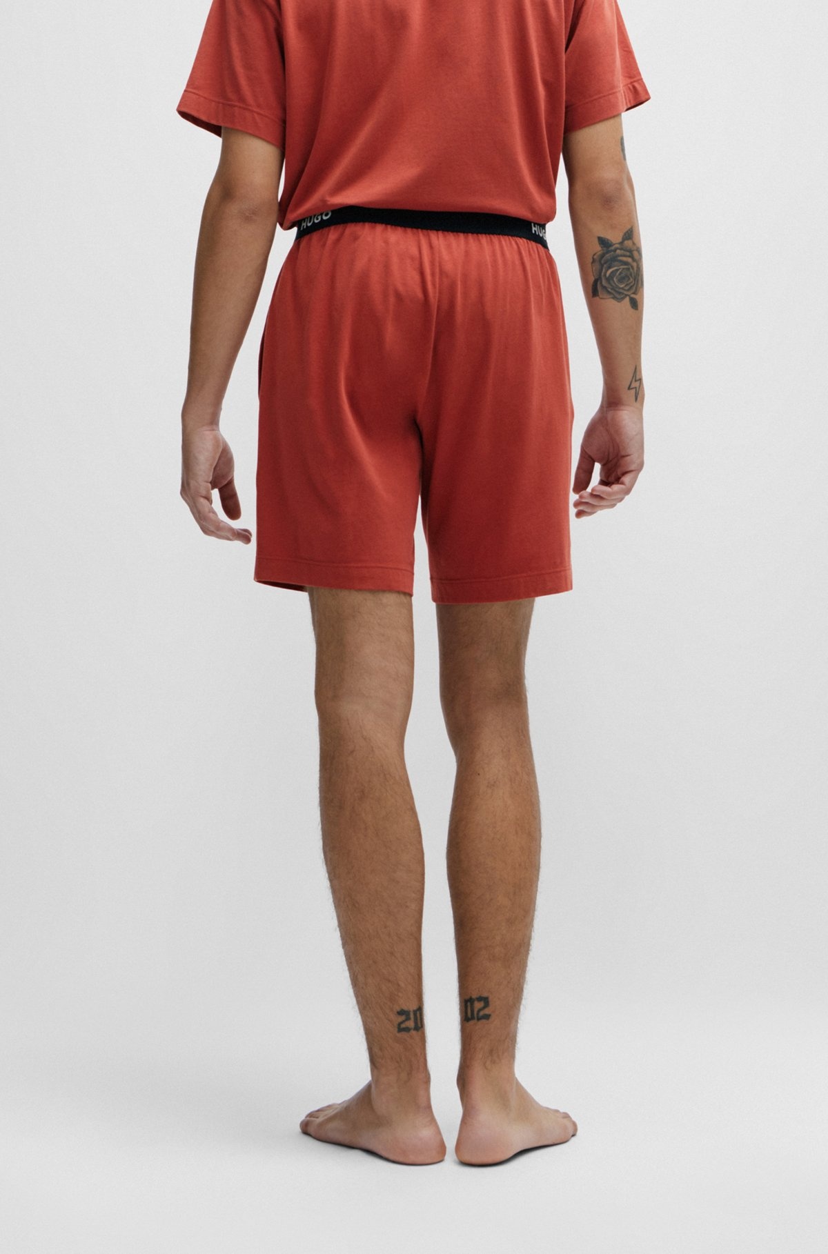 STRETCH-COTTON PAJAMA SHORTS WITH LOGO WAISTBAND - 4