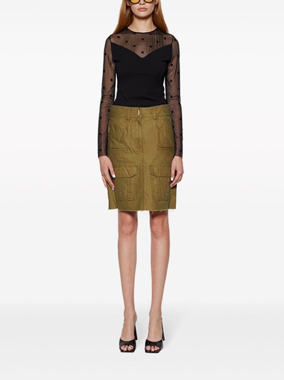 Givenchy raw-cut denim cargo midi skirt outlook