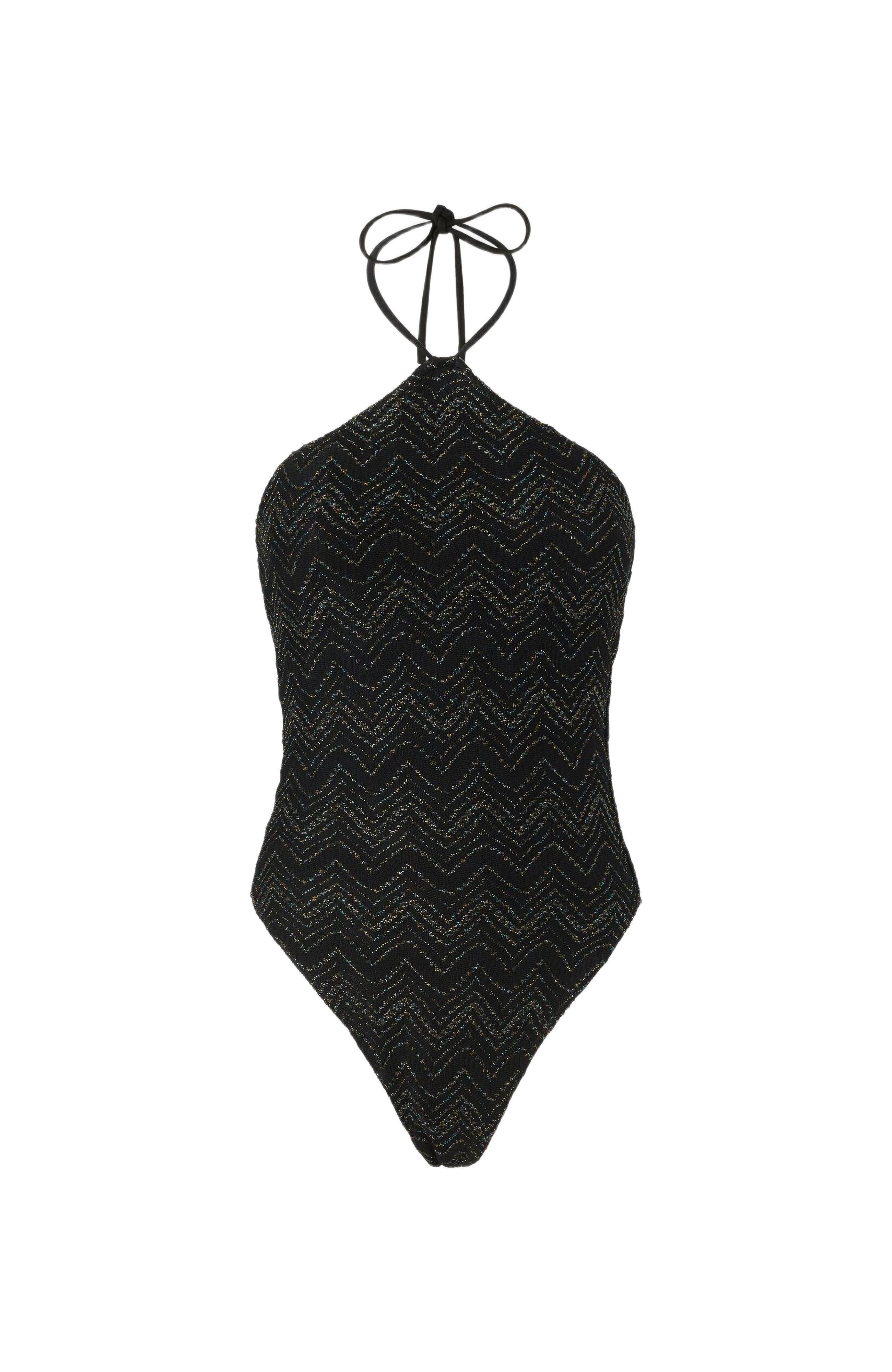 Missoni Zig Zag Lamé Viscose One-piece Swimsuit With Halter Neck in Black & Lamé at Nordstrom - 2
