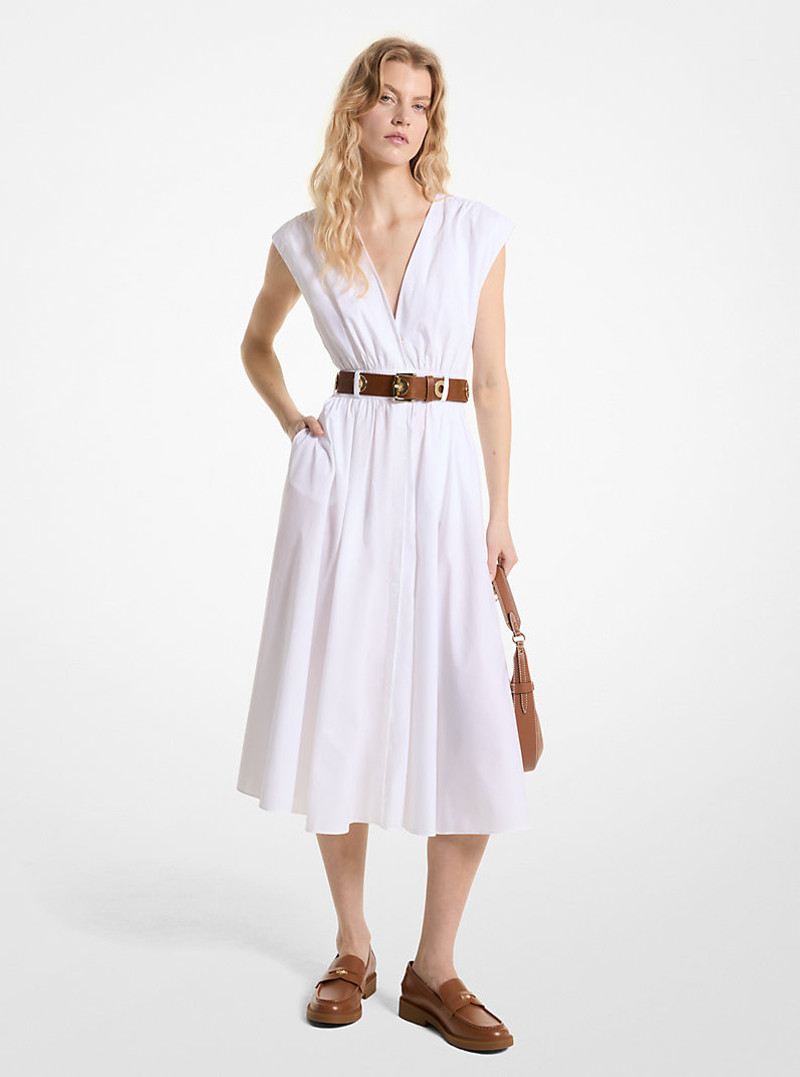 Stretch Organic Cotton Poplin Midi Dress 1