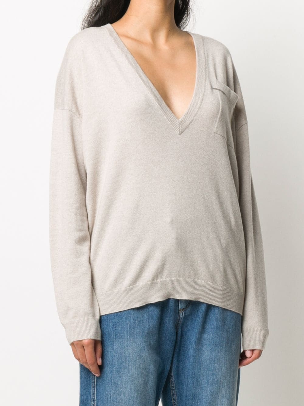 V-neck cashmere knitted top - 3