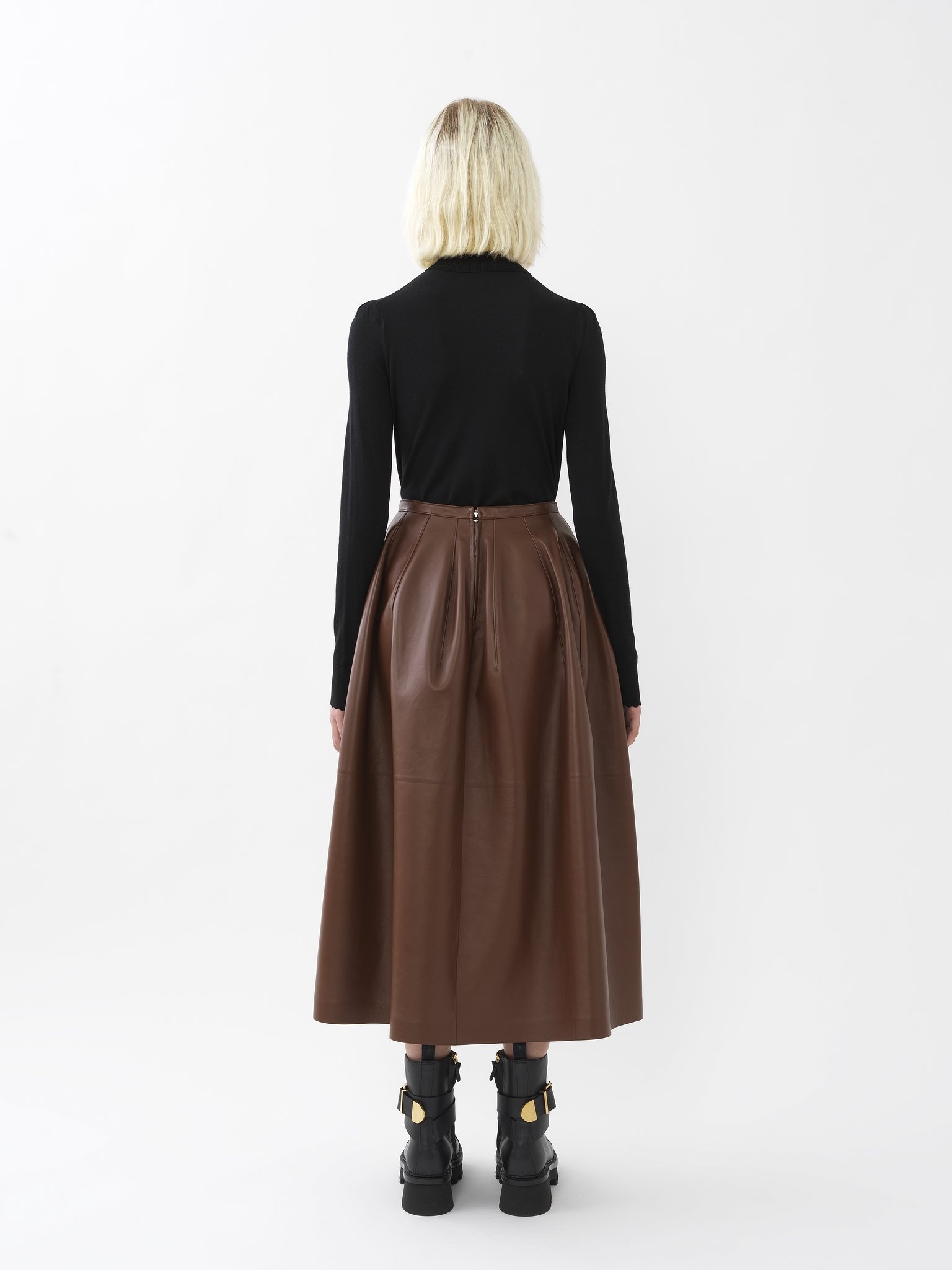 GATHERED MID-LENGTH SKIRT - 4