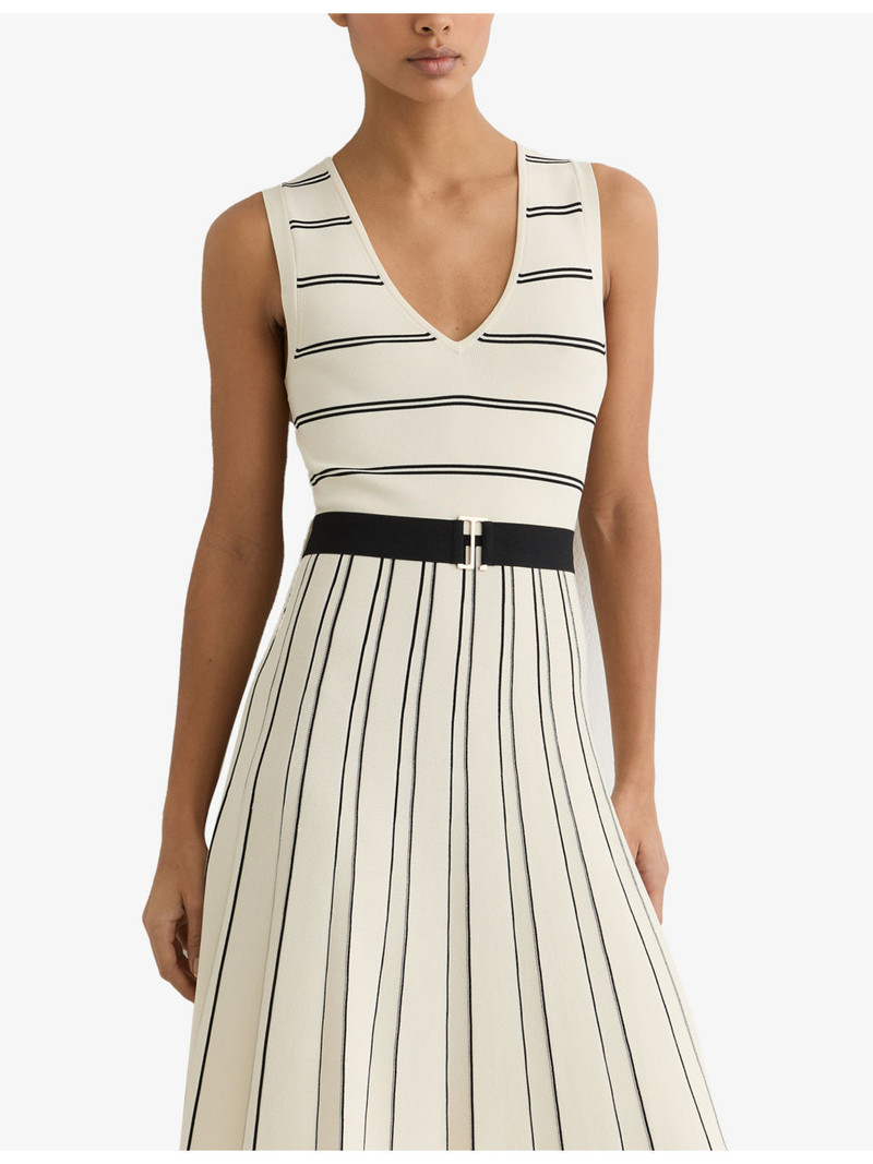 Mallory V-Neck Striped Stretch-Knit Midi Dress 3