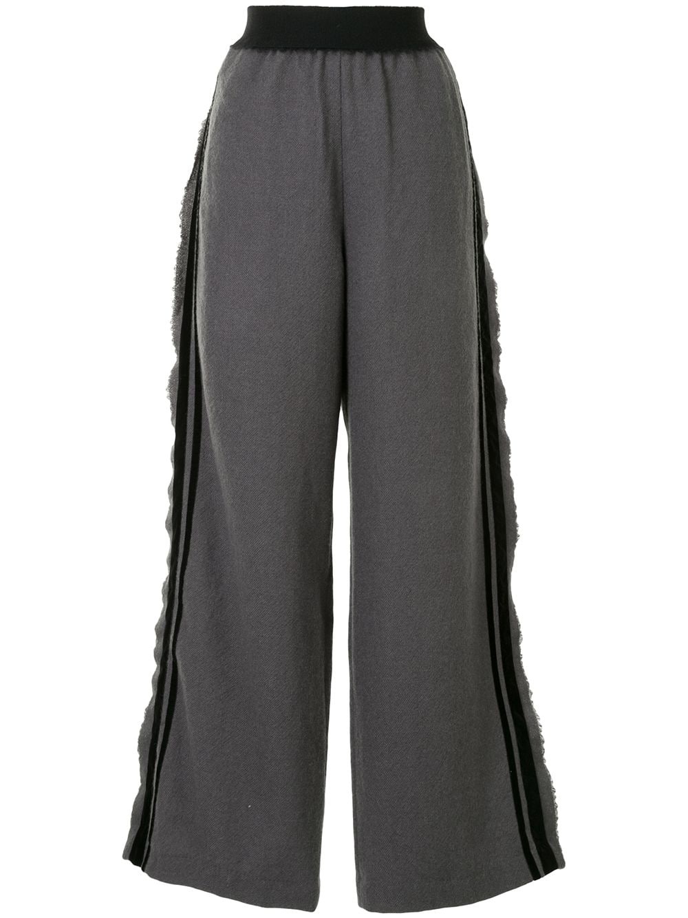 velour stripe wide-leg trousers - 1