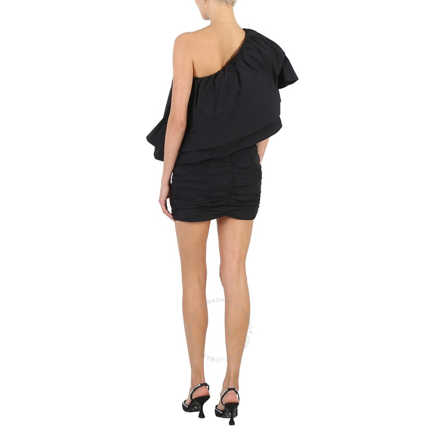 Rotate Ladies Black Taft Pleated One-Shoulder Mini Dress - 6