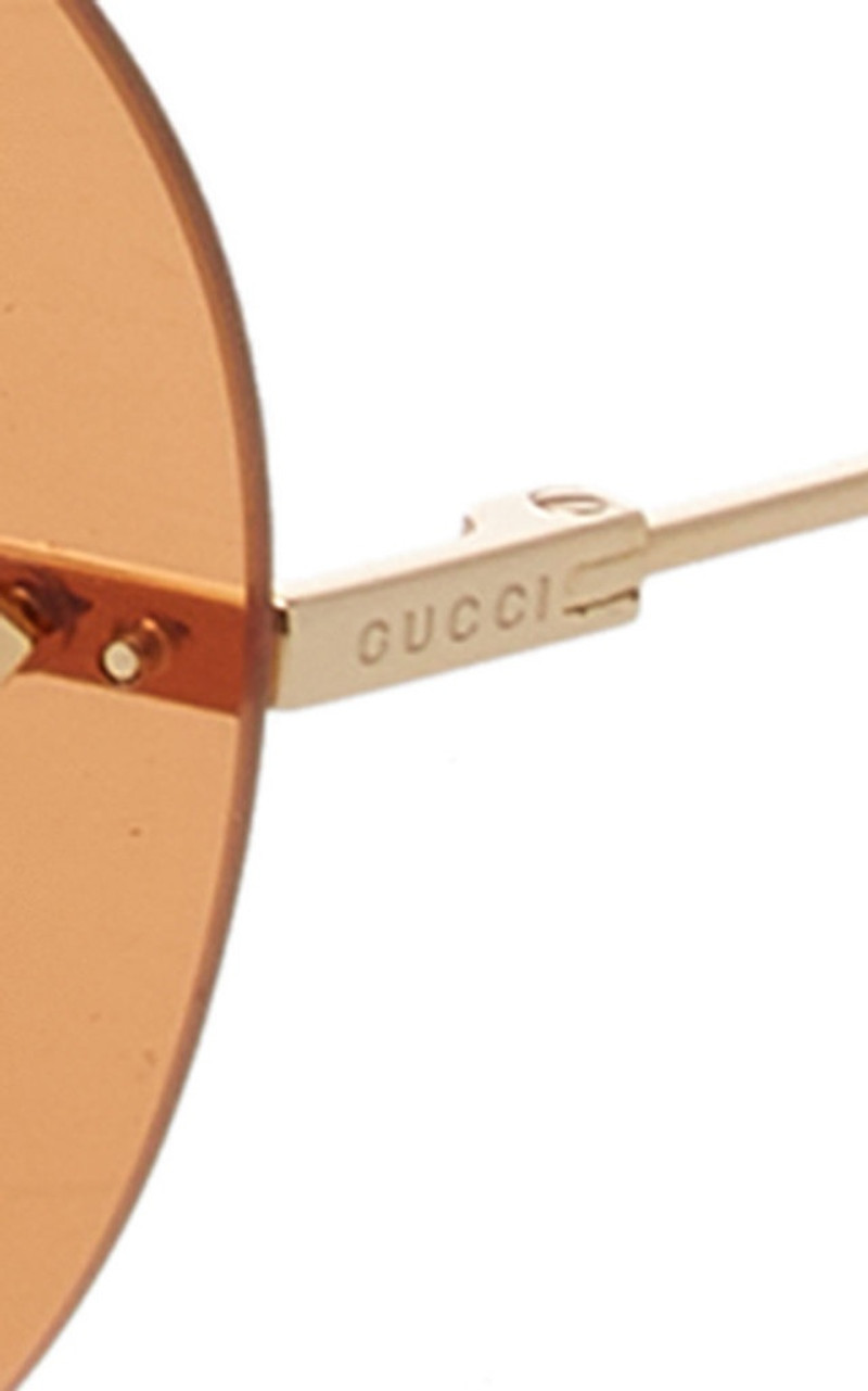 Chain-Detailed Round Metal Sunglasses brown 6
