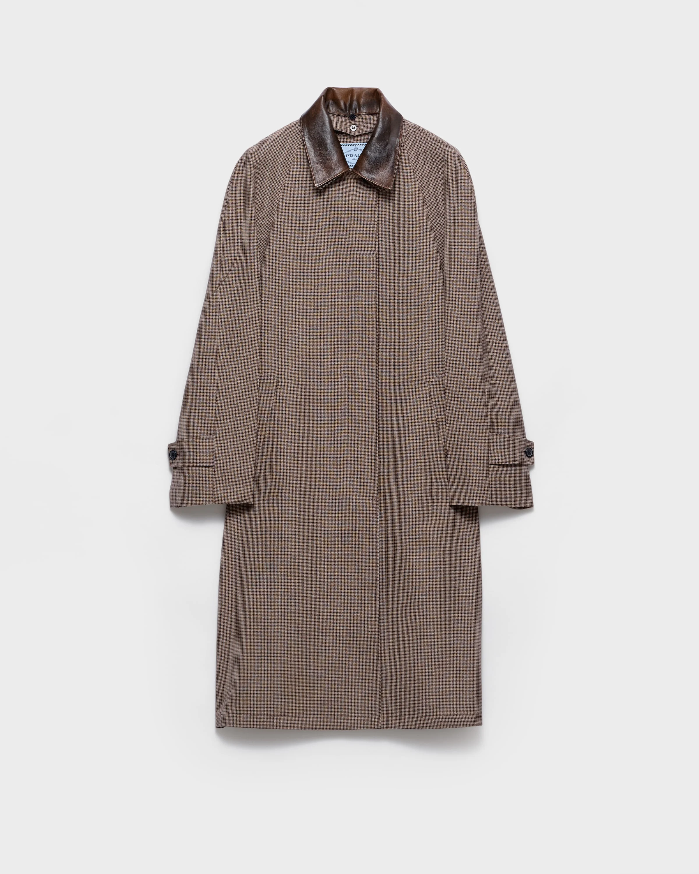 Single-breasted houndstooth check wool coat - 1