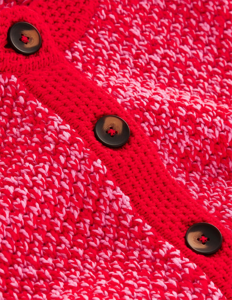 Libby Knitted Jacket-Pink Ribbon/ Poppy Red 1