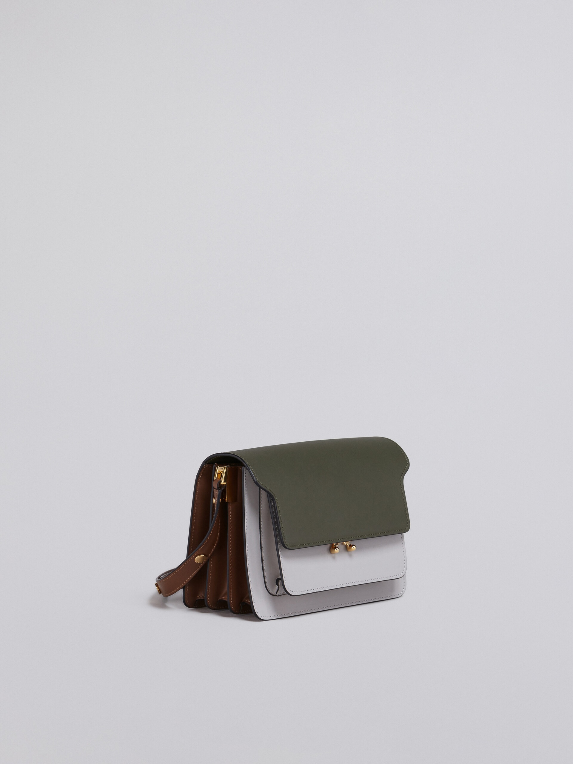 TRUNK MEDIUM BAG IN GREEN GREY AND BROWN LEATHER - 5