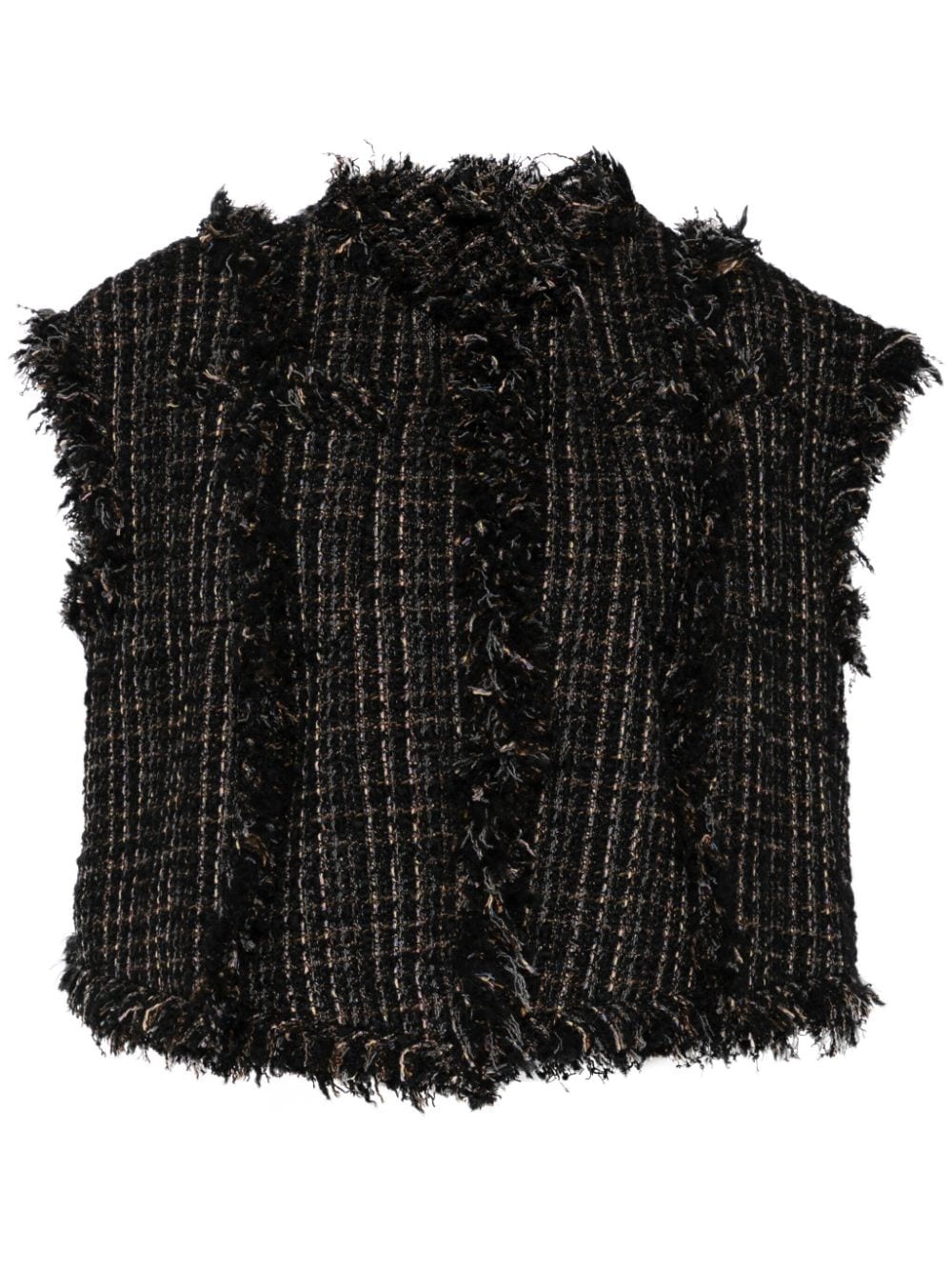 frayed tweed jacket - 1