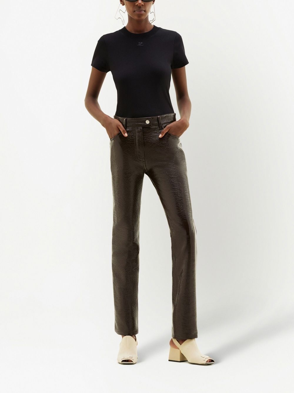 straight-leg vinyl trousers - 2