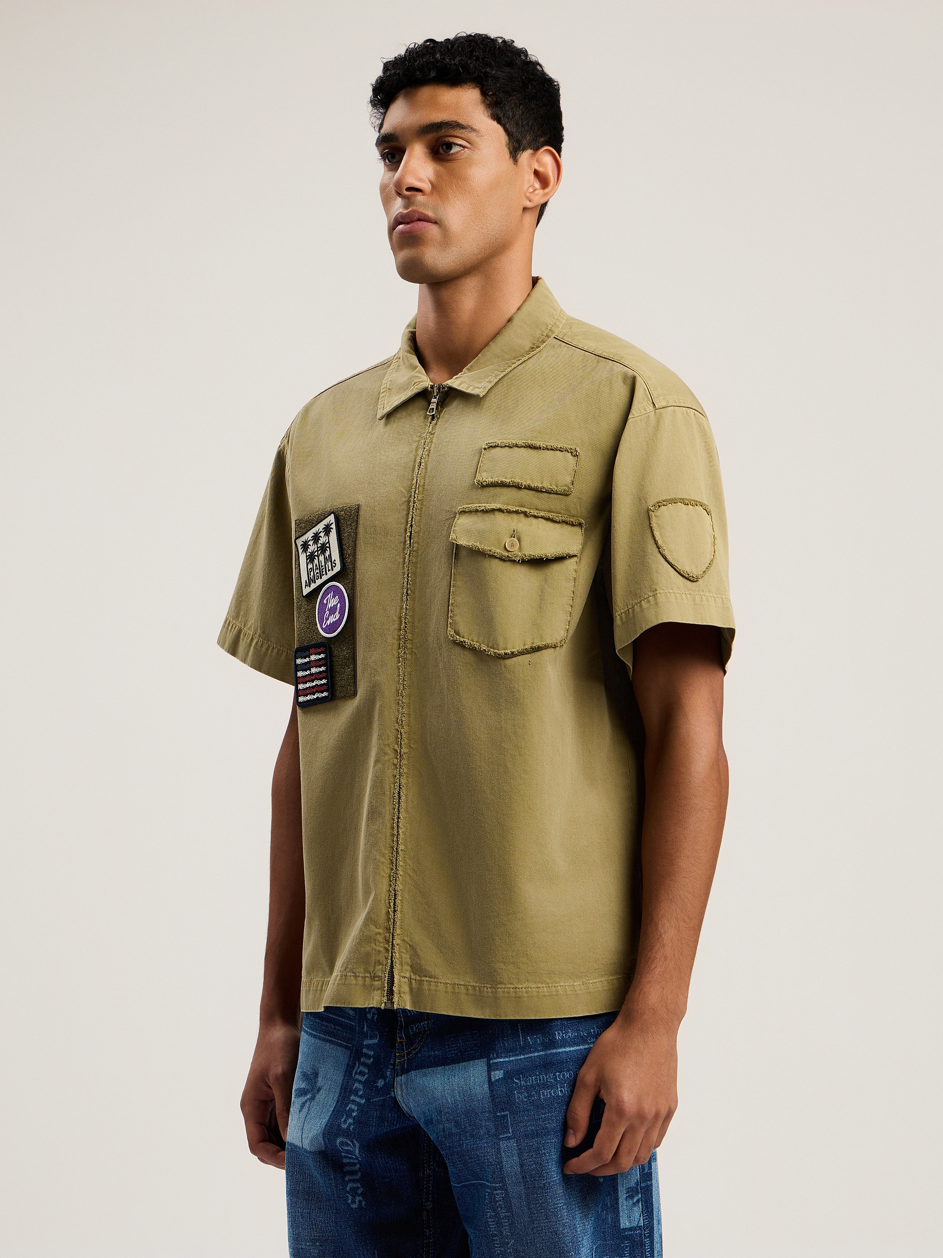 Military Patch Zipped Shirt - 4