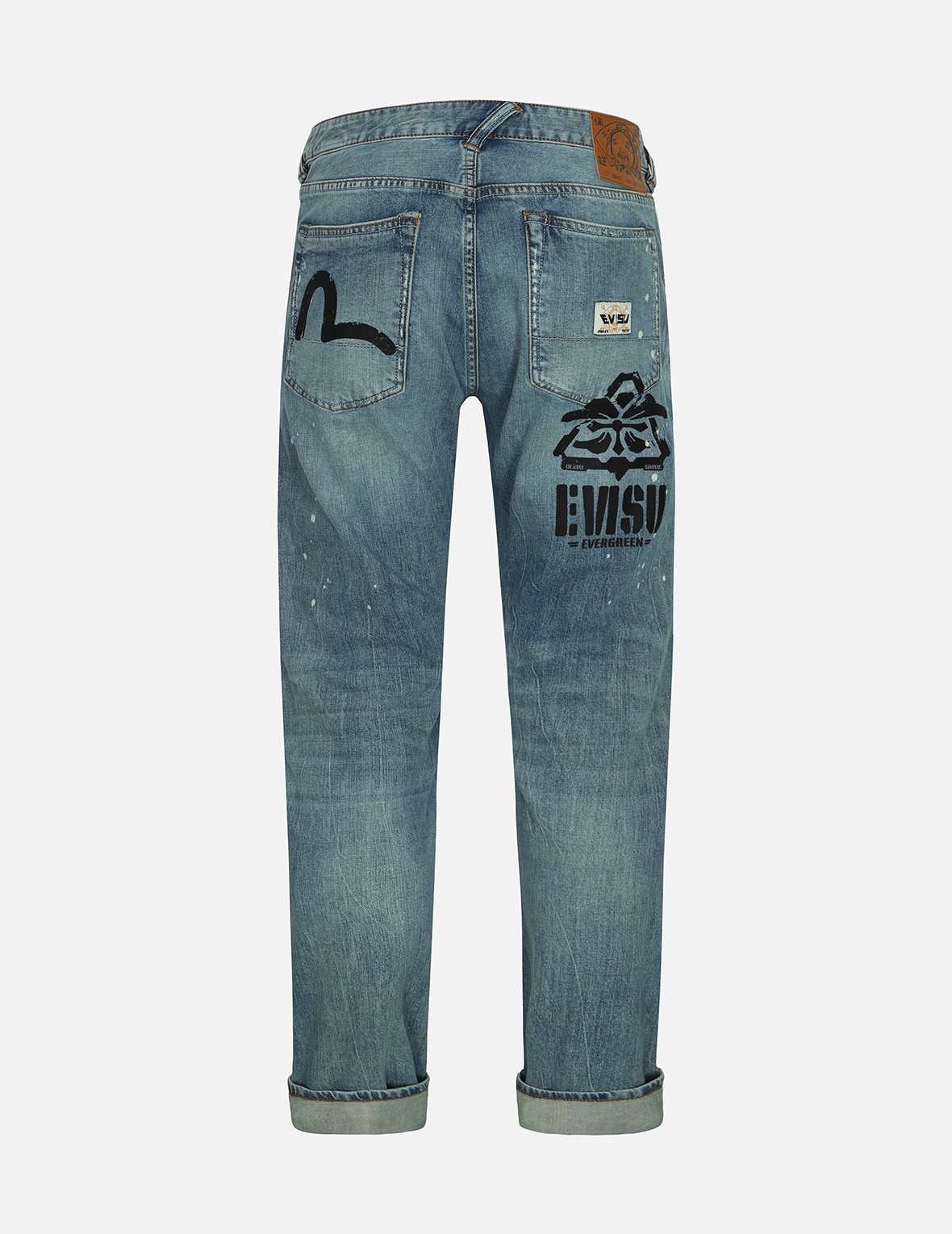 WASHED MULTIPLE DISTRESSED PRINT WITH SPLATTER MARKS CARROT FIT JEANS #2017 - 2