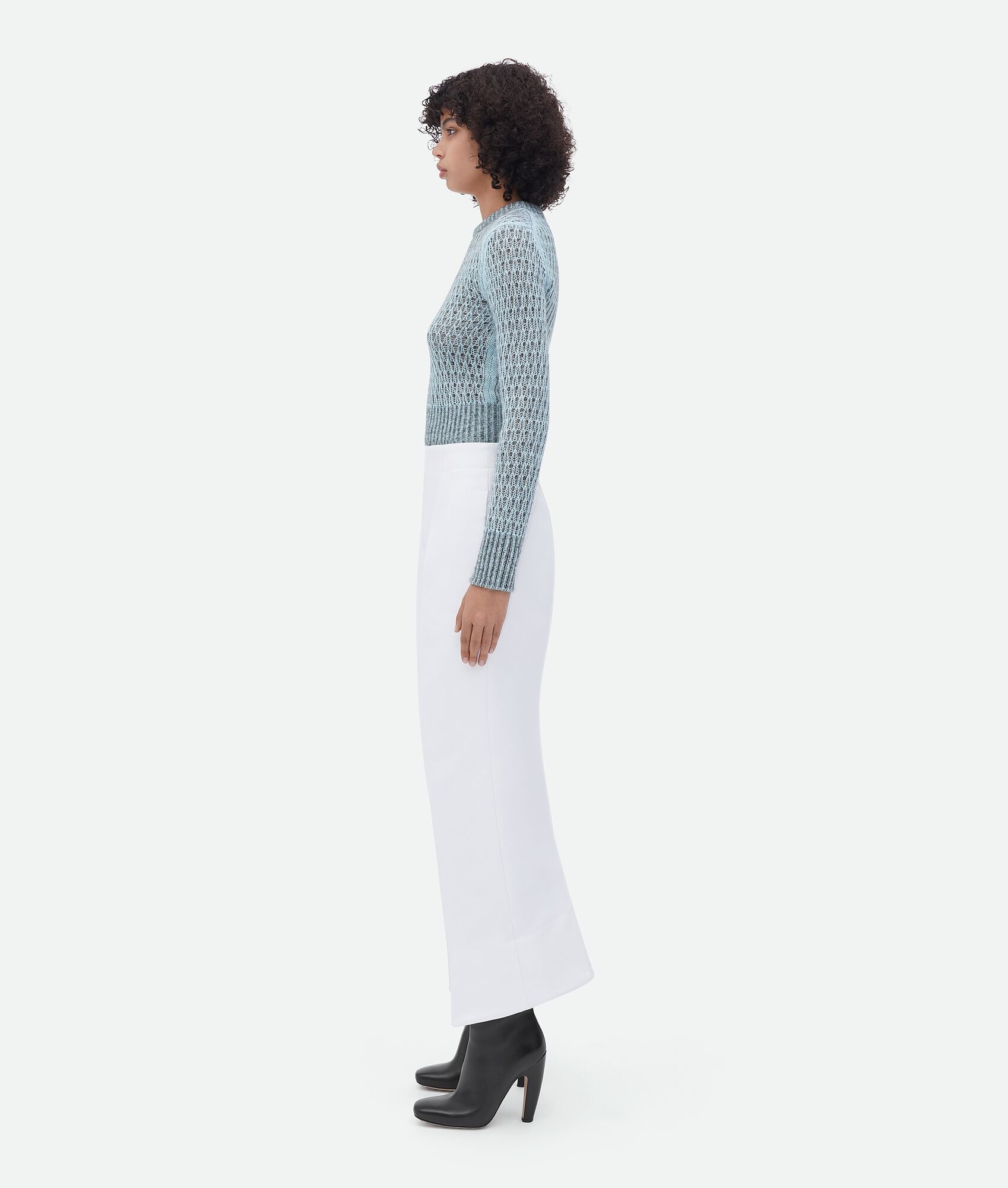 curved shape cotton twill trousers - 2