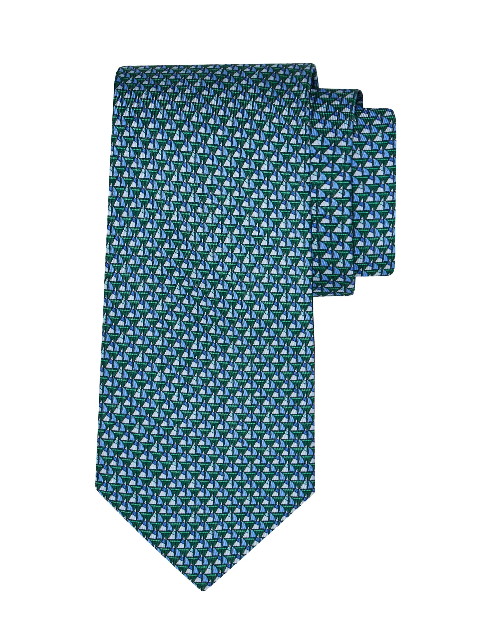 Men's Ancora Sailboat Silk Tie - Verde Azzurro - 1