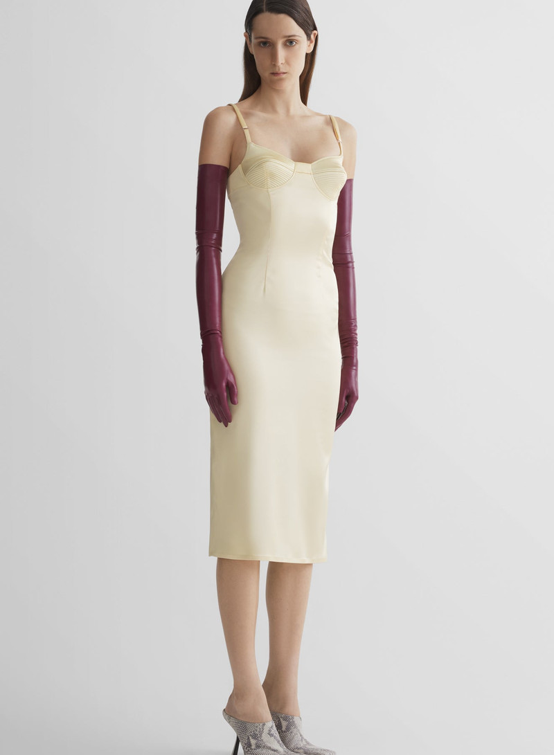 MUGLER butter yellow lingerie dress outlook