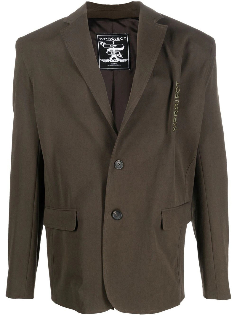 logo-embroidered blazer 1