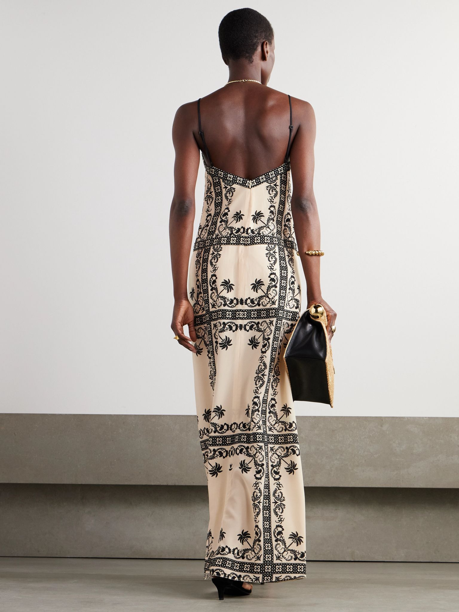 Reinvention Printed silk-crepe maxi dress Off-white - 3