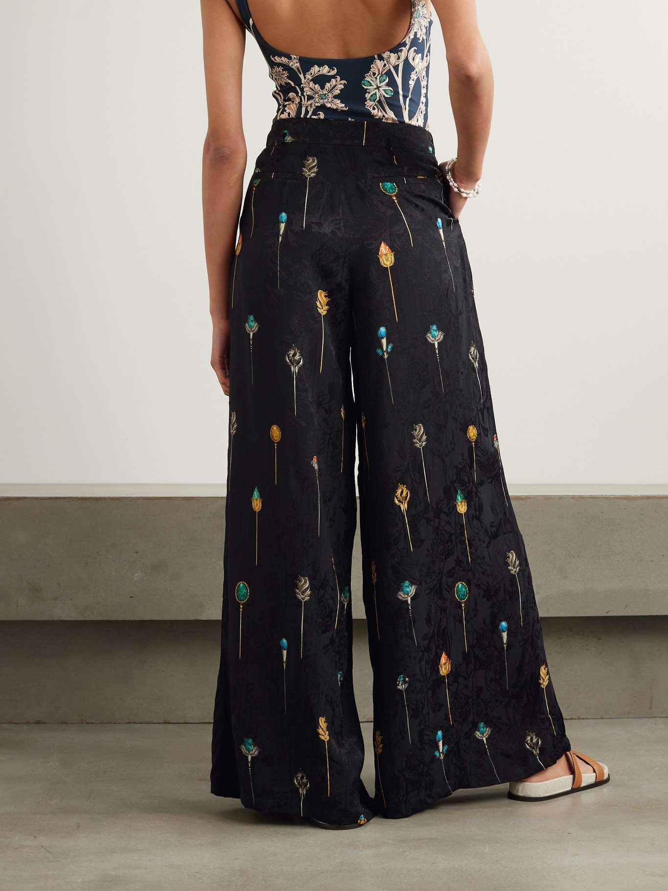 + NET SUSTAIN Piñon Ornamento printed jacquard wide-leg pants - 3