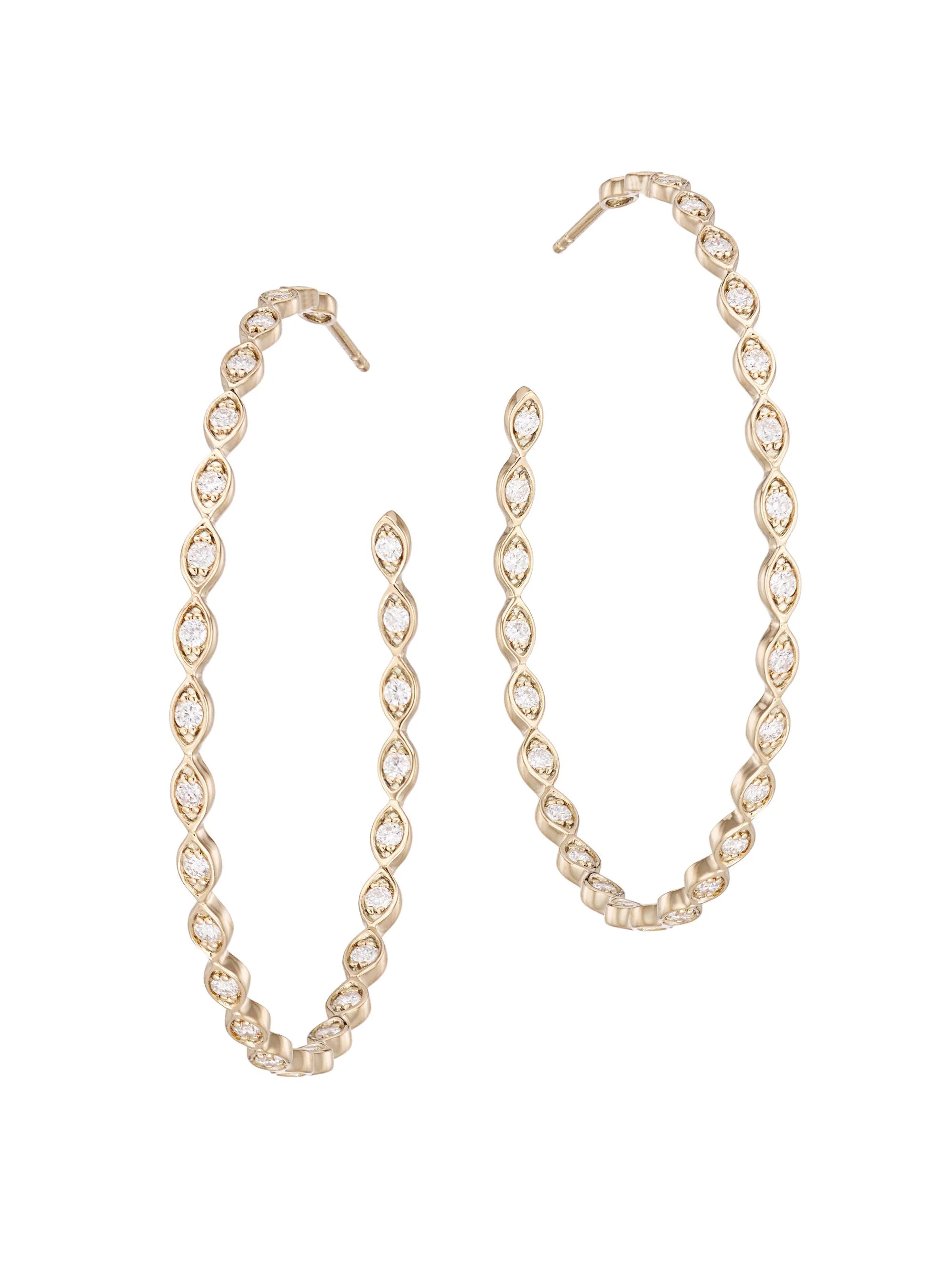 Women's 14K Yellow Gold & Diamond Large Evil-Eye Hoop Earrings - 1