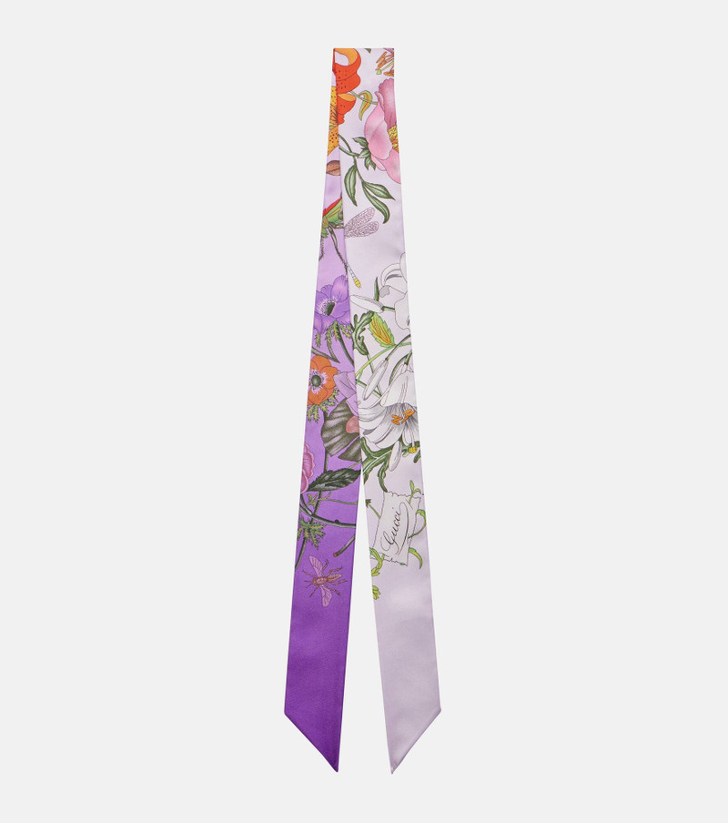 Floral silk twill scarf 1