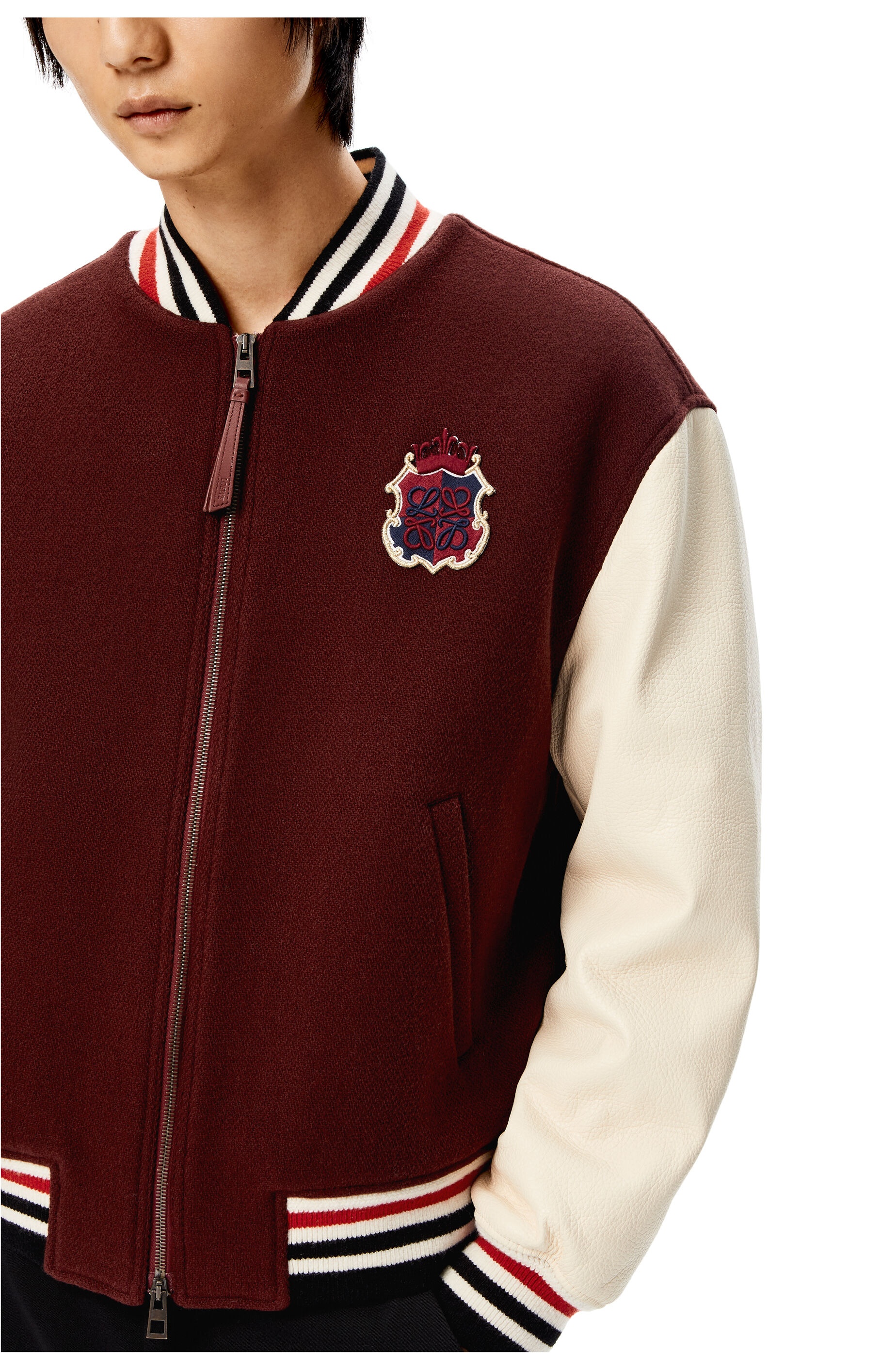 Herbarium embroidered bomber in wool and calfskin - 5