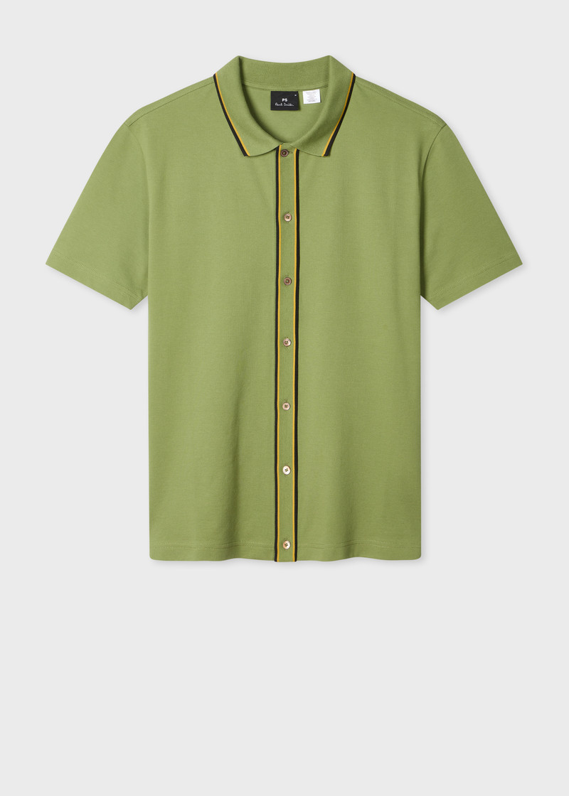 Khaki Button-Through Polo Shirt 1