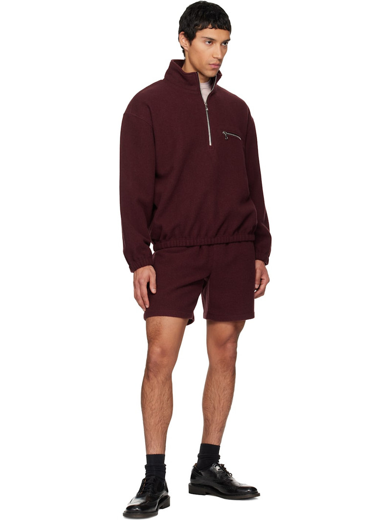 RIER SSENSE Exclusive Burgundy Fleece Shorts outlook