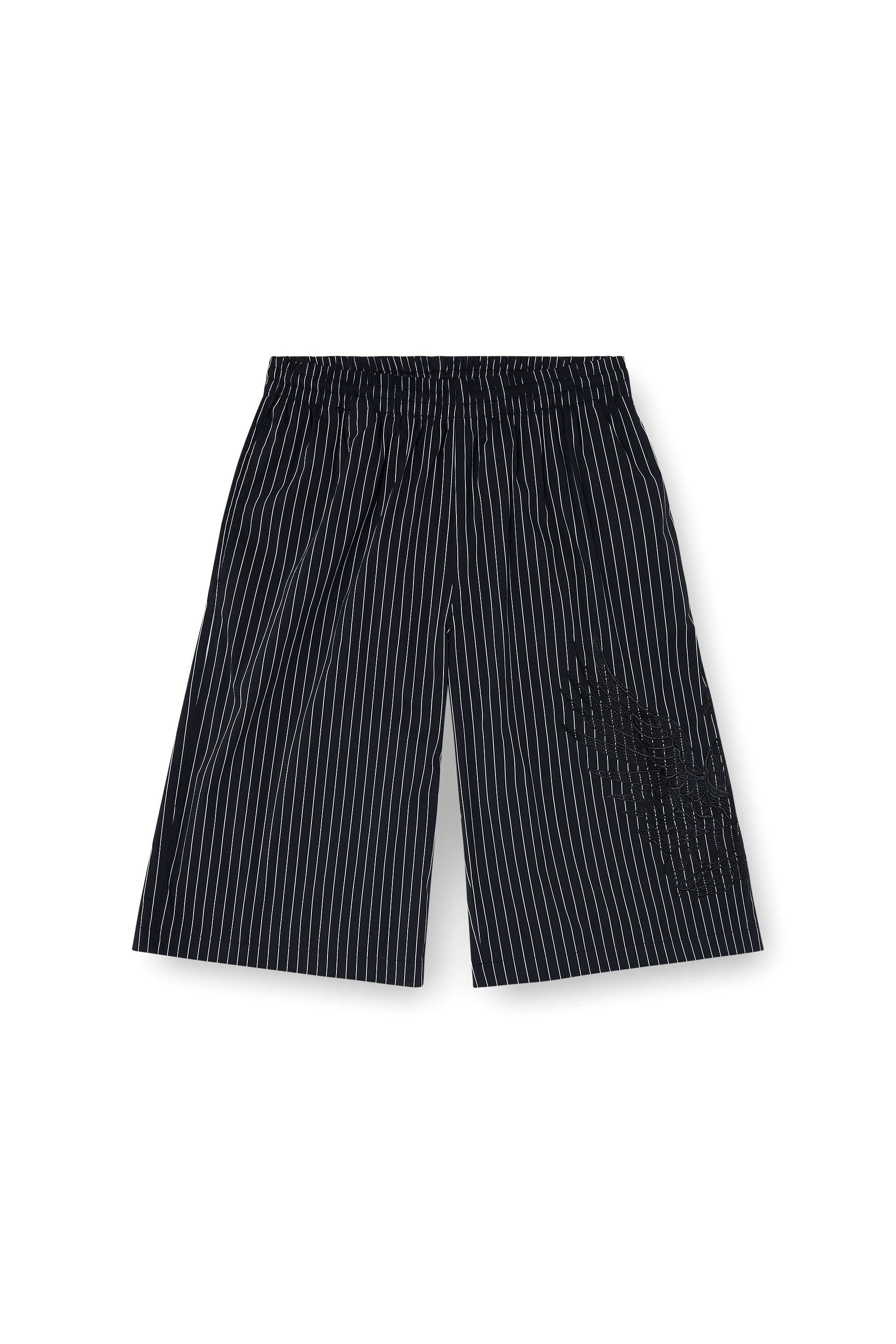 PINSTRIPE SHORTS WITH PHOENIX EMBROIDERY - 1