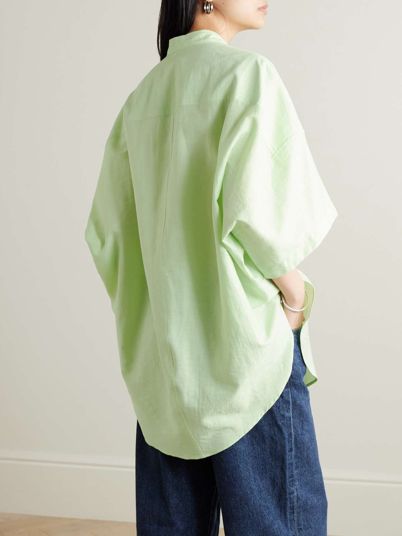 + NET SUSTAIN Oversized linen and cotton-blend shirt - 4