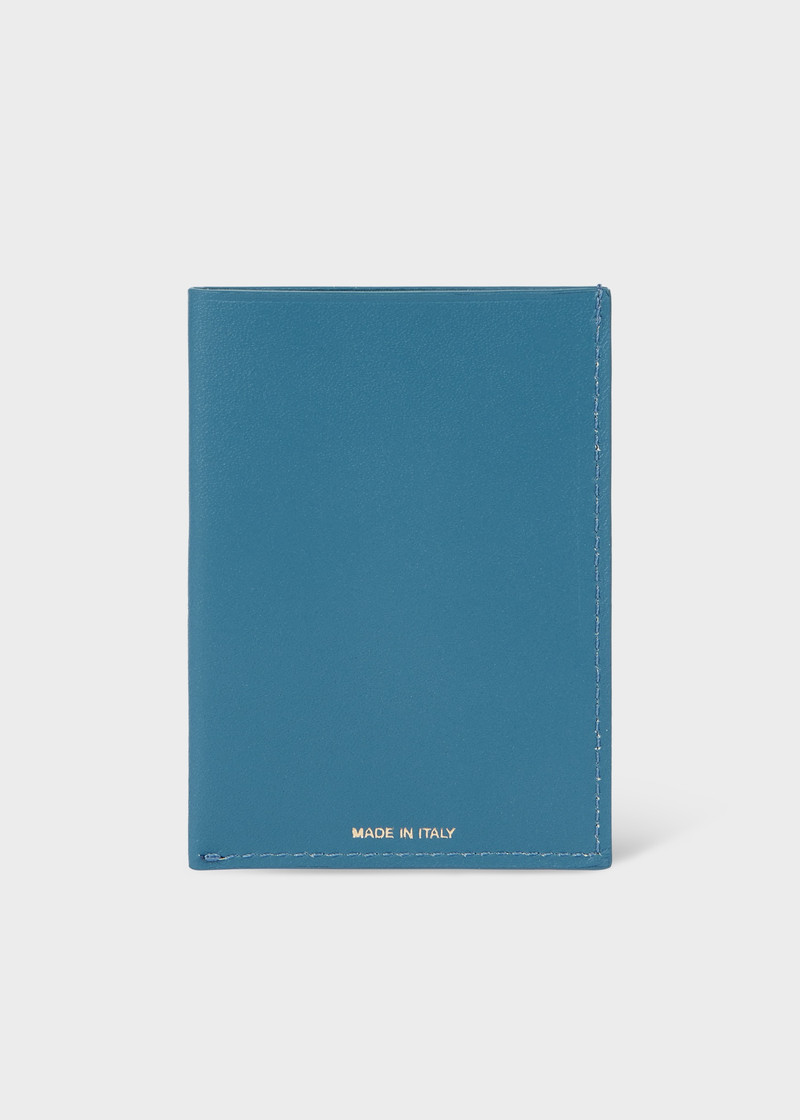 Paul Smith Pale Blue Leather 'Signature Stripe' Thumb Hole Card Holder outlook
