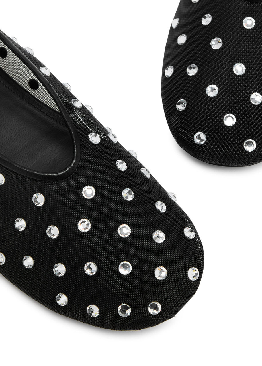 Marcy crystal-embellished mesh ballet flats - 3
