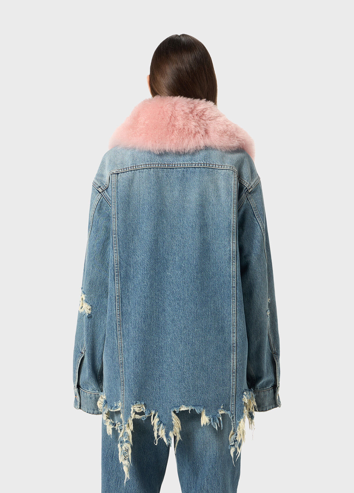 DENIM SHIRT WITH FAUX FUR COLLAR - 3