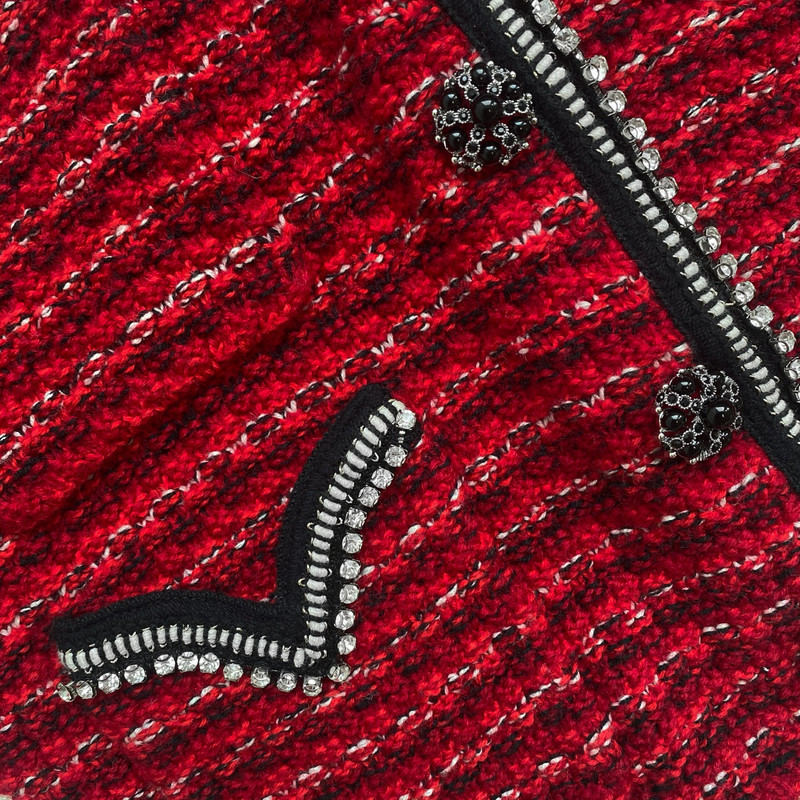 Red Knit Melange Cardigan 6