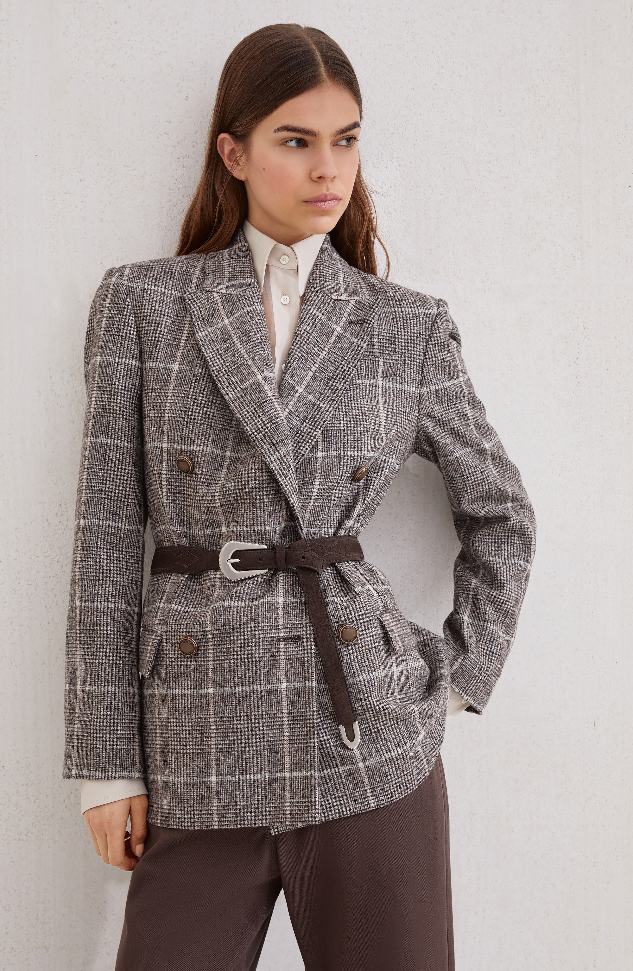 Brunello Cucinelli Prince of Wales blazer in Brown at Nordstrom - 5