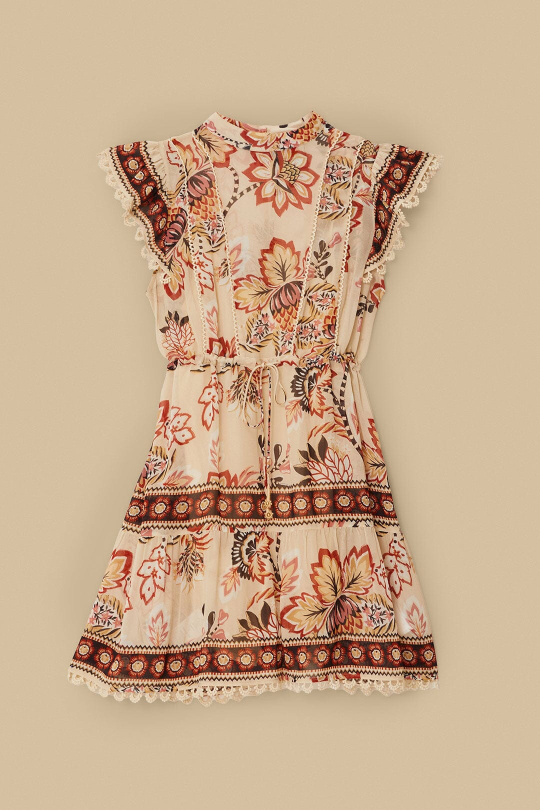 Sand Aura Floral Mini Dress - 4