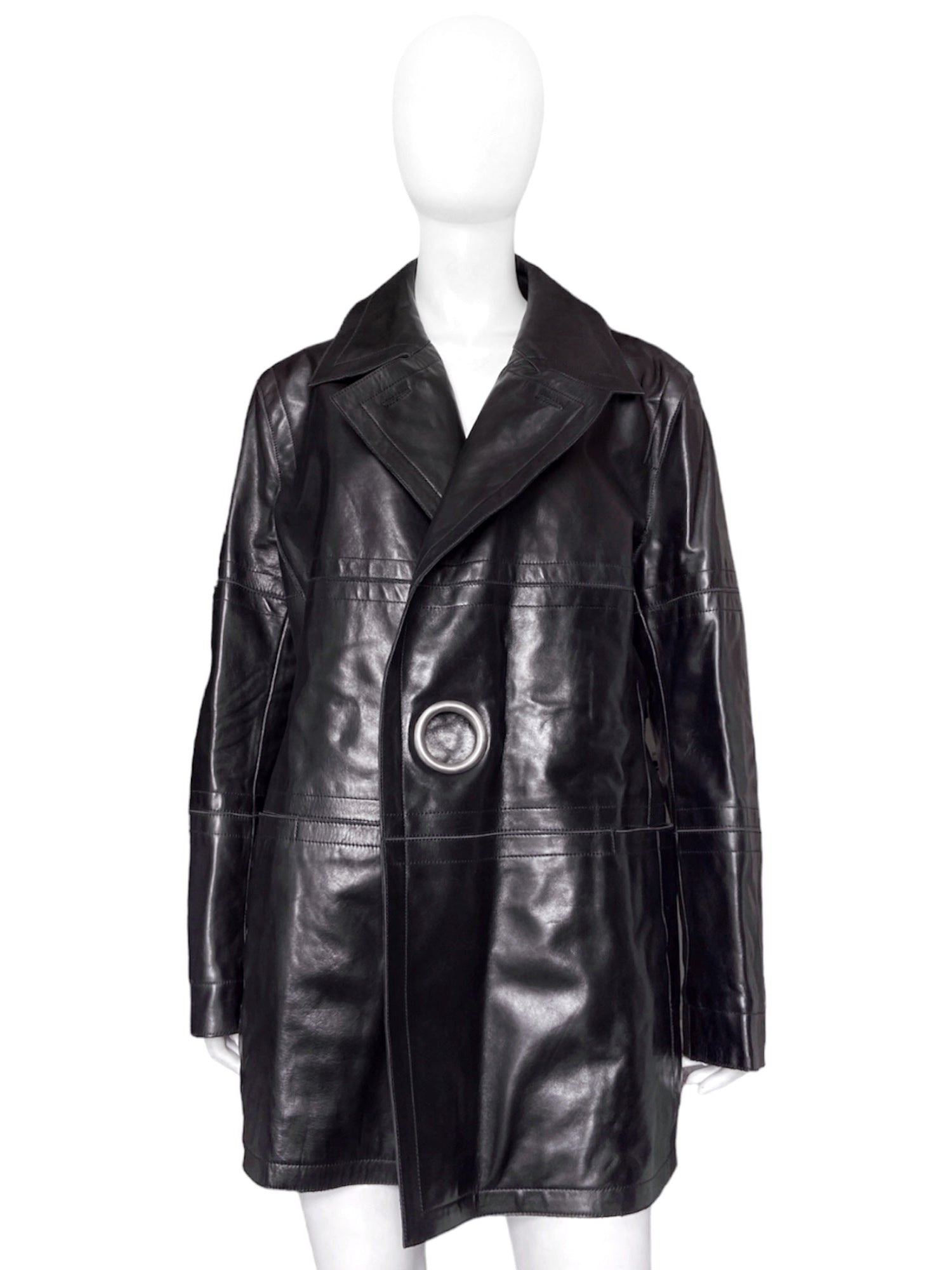 zOthers - Dirk Bikkembergs Fall 1996  Bungee Cord Cock Ring Bondage Lambskin Leather Coat Jacket 46 - 5