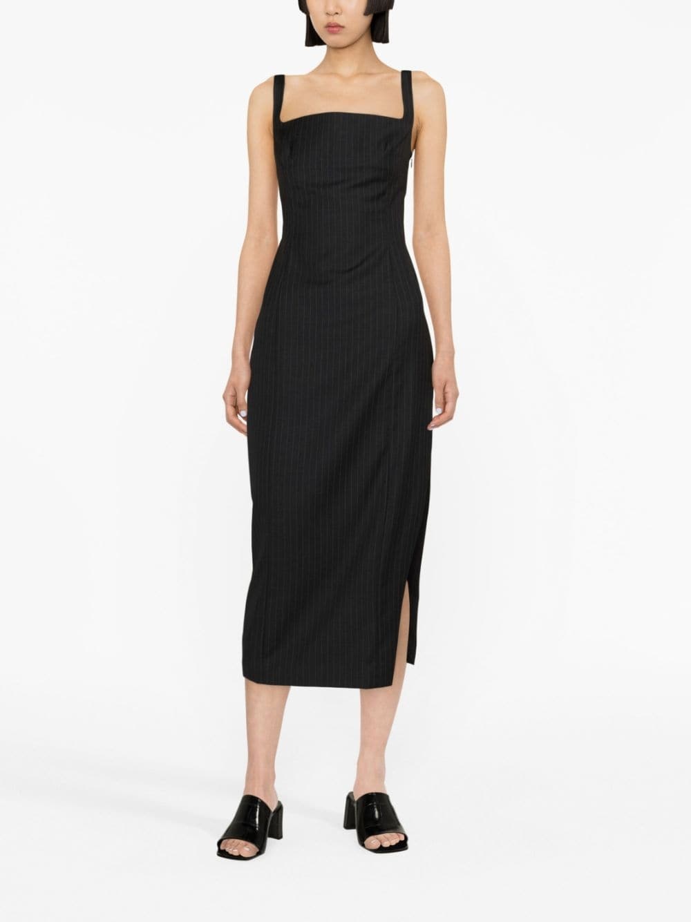 pinstripe midi dress - 2