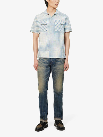 RRL by Ralph Lauren Checked short-sleeved cotton and linen-blend shirt outlook