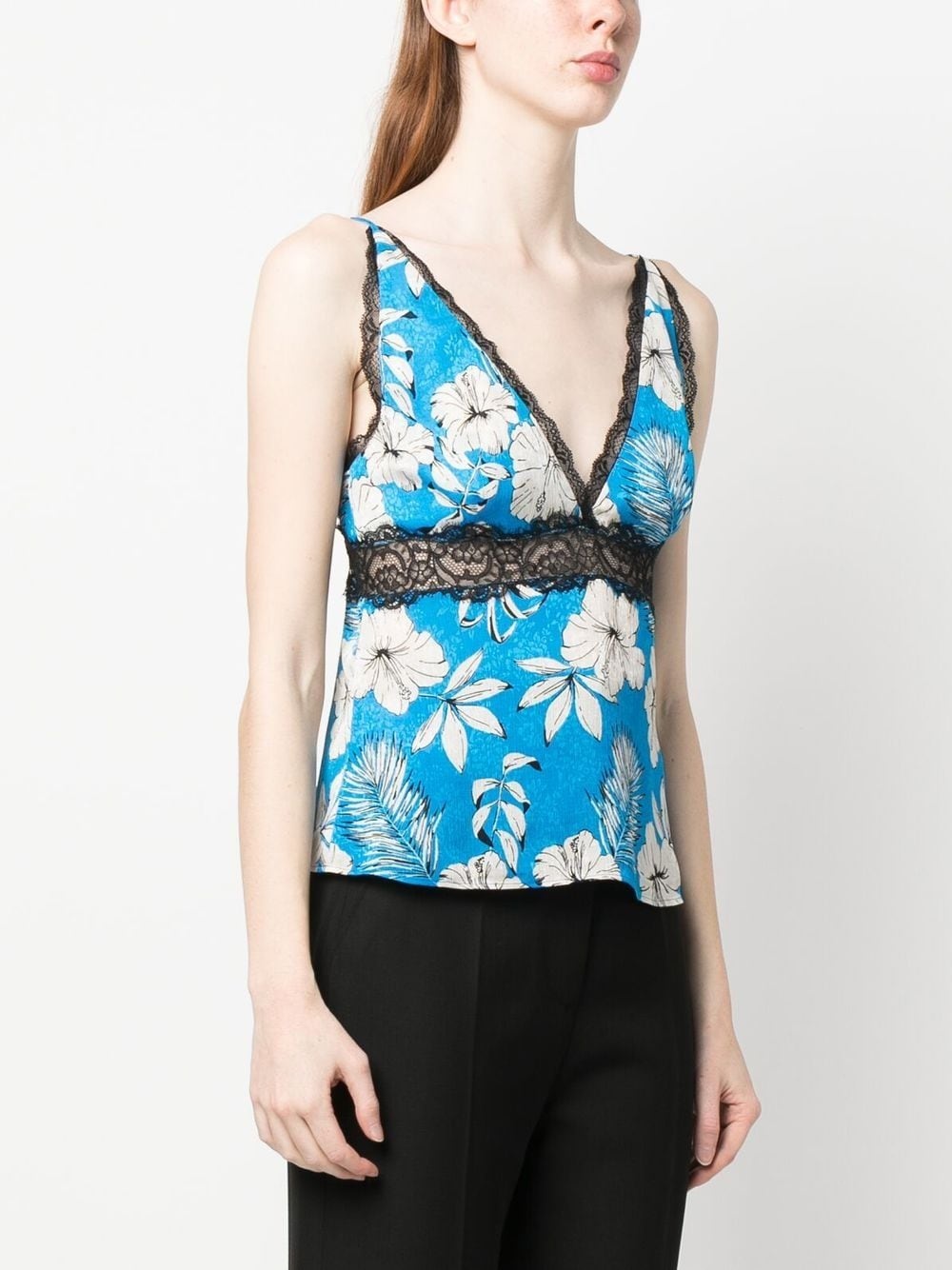floral-print lace-trimmed top - 3